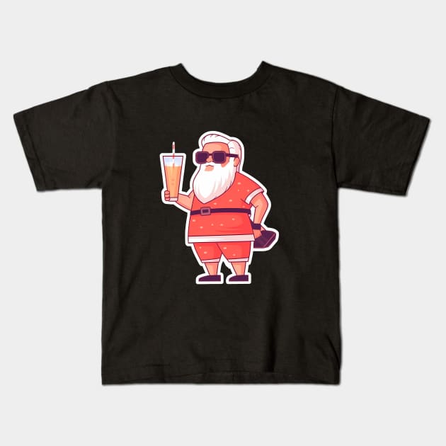 Funny Santa Tropical Christma Kids T-Shirt by dukito